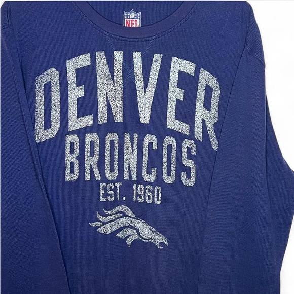 NFL Denver Broncos Long Sleeve Shirt XL Navy | Vintage Team Tee - Picture 3 of 6